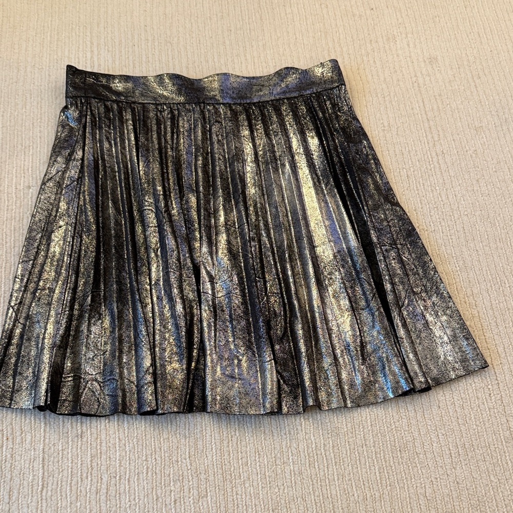 Zara Metallic Pleated Mini Skirt